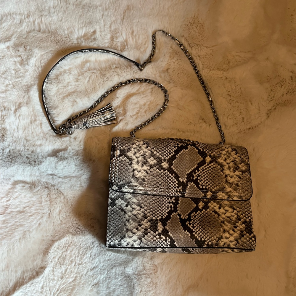 Tory Burch Fleming convertible snakes print embossed bag